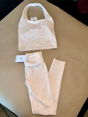 Gymshark Cream leggings with halter top